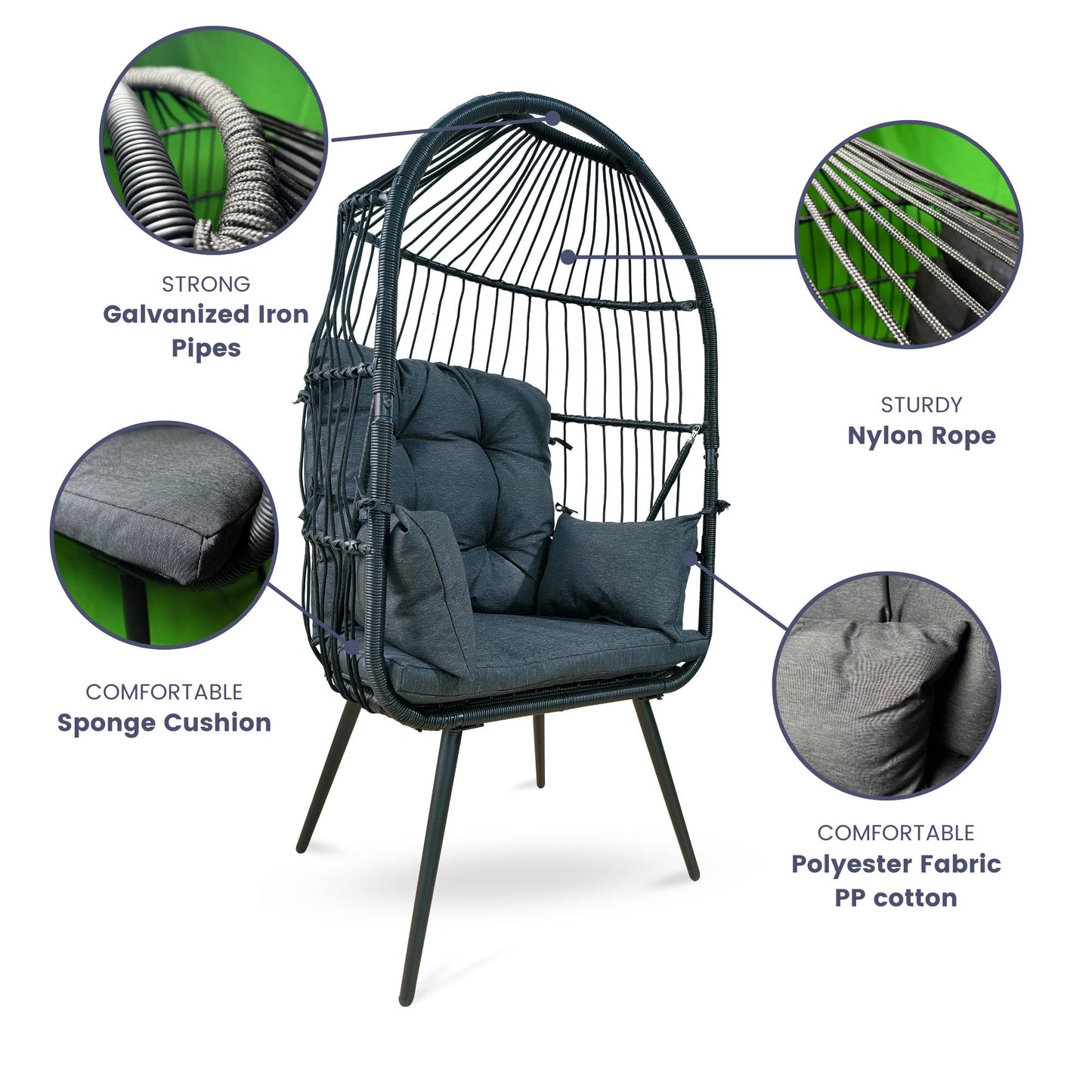 Tranquil Haven Elegant Standing Chair, Black