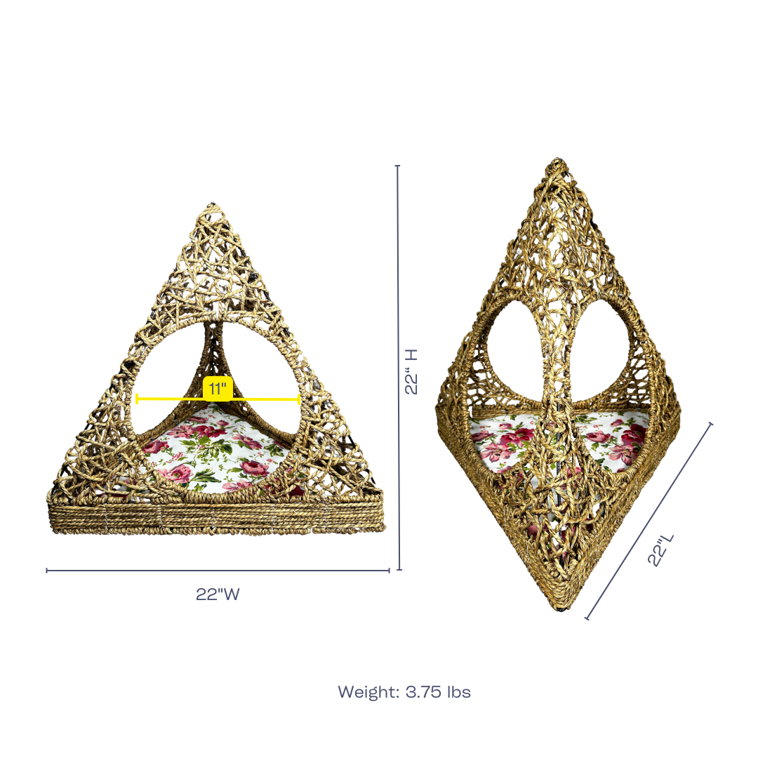 Pet Basket - Cozy Natural Seagrass Bed for Cats & Small Dogs