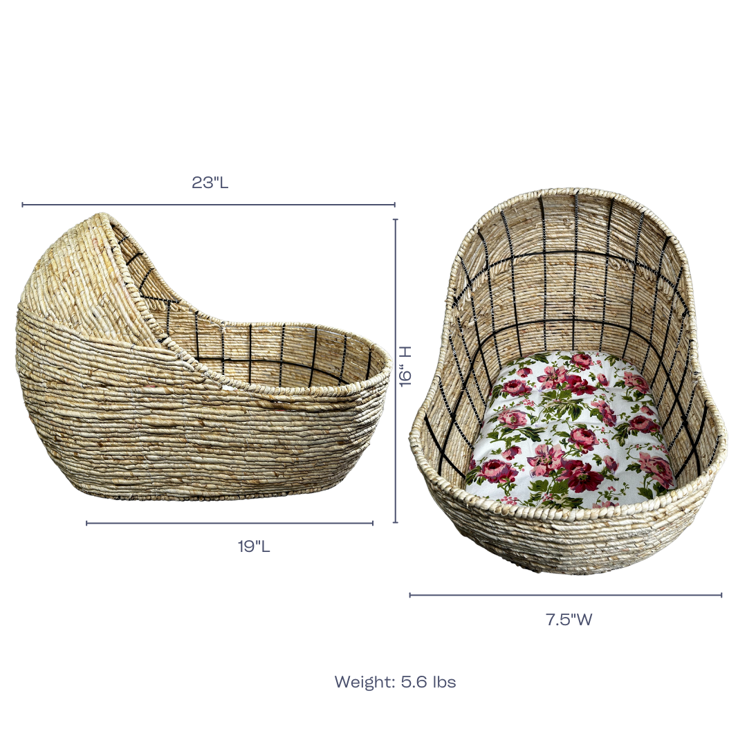 Natural Corn Husk Pet Basket – Handwoven Bed for Cats & Small Dogs