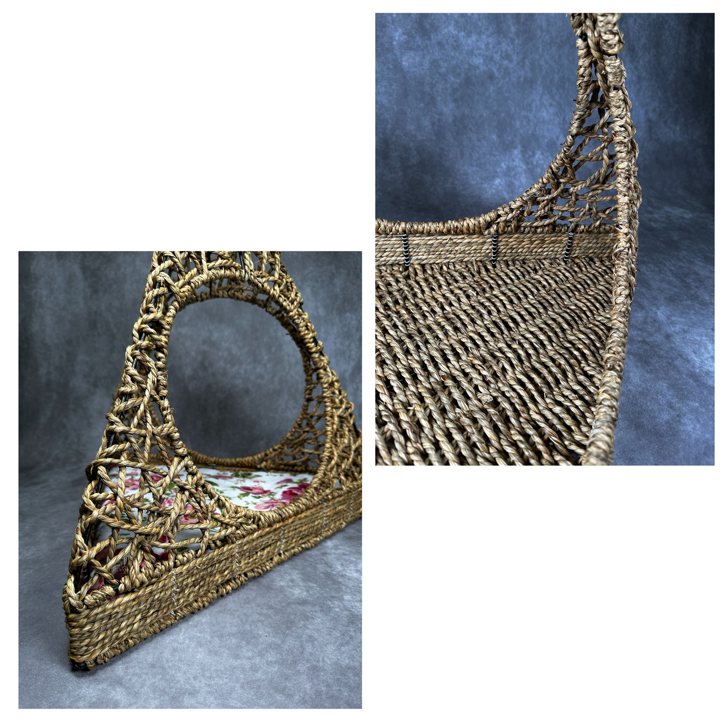 Pet Basket - Cozy Natural Seagrass Bed for Cats & Small Dogs