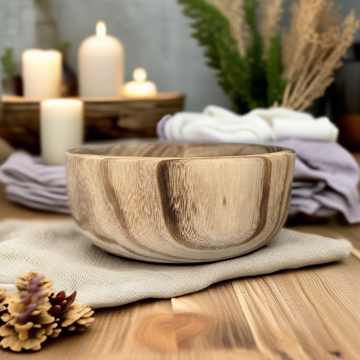 Natural Paulownia Wood Serving Bowl