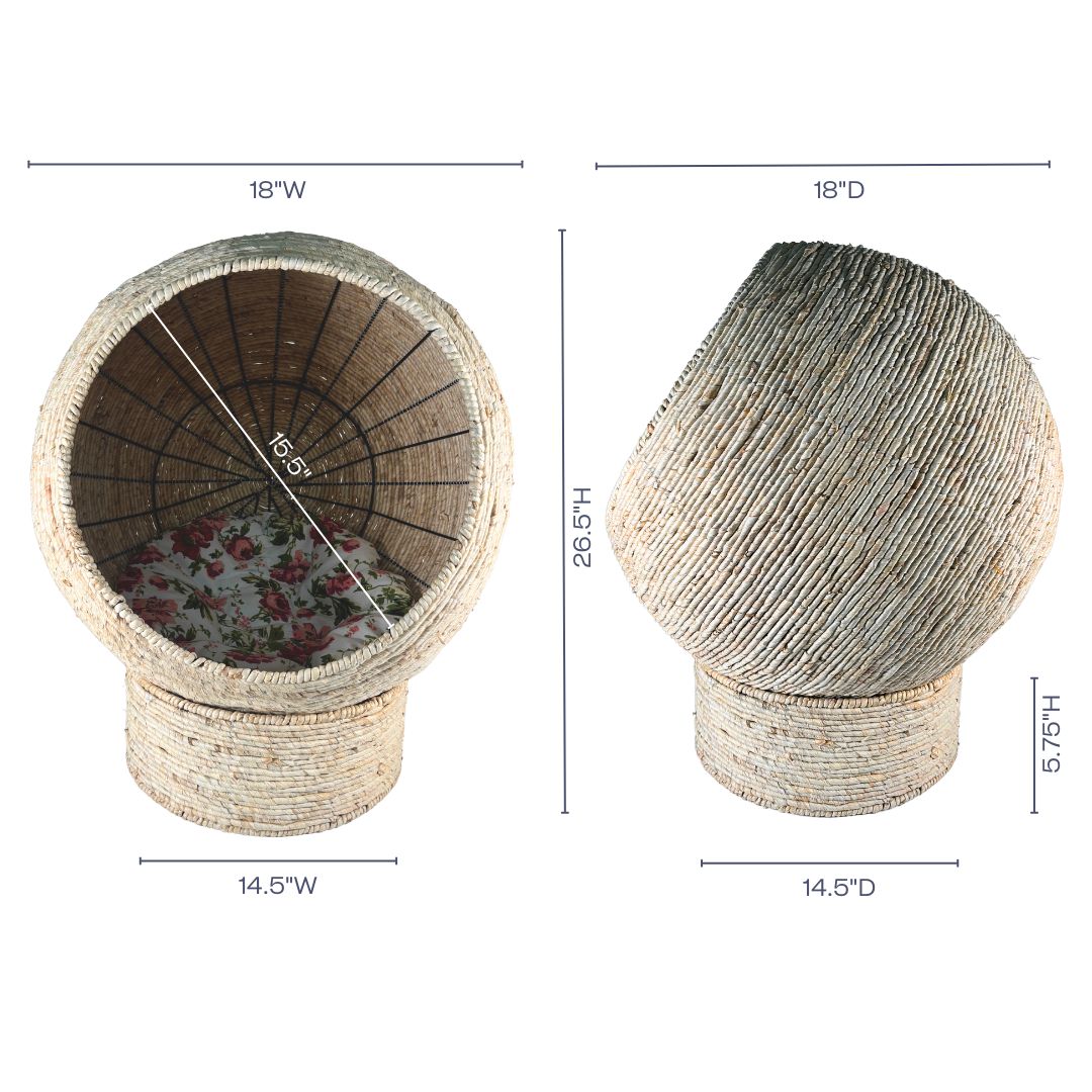 Natural Corn Husk Pet Basket – Handwoven Bed for Cats & Small Dogs