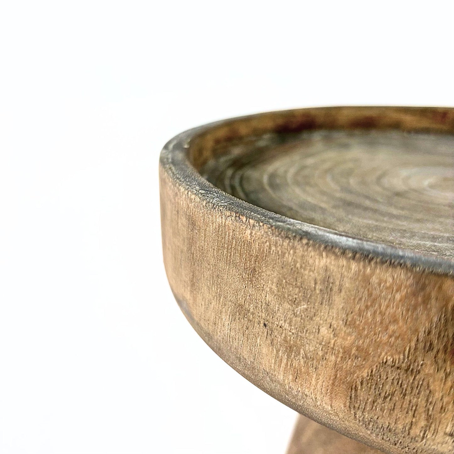 Paulownia Wood Round Tray with Base