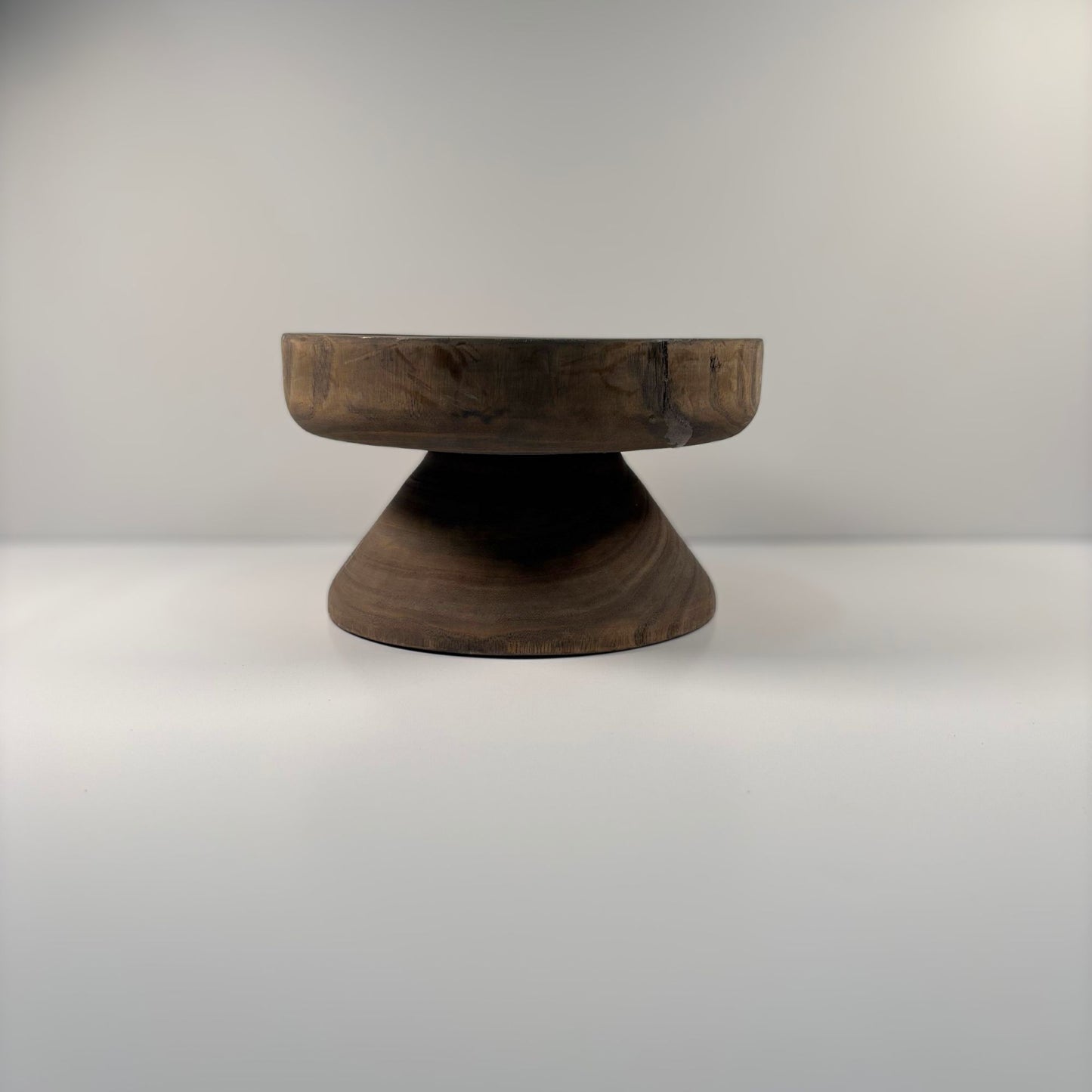 Paulownia Wood Round Tray with Base