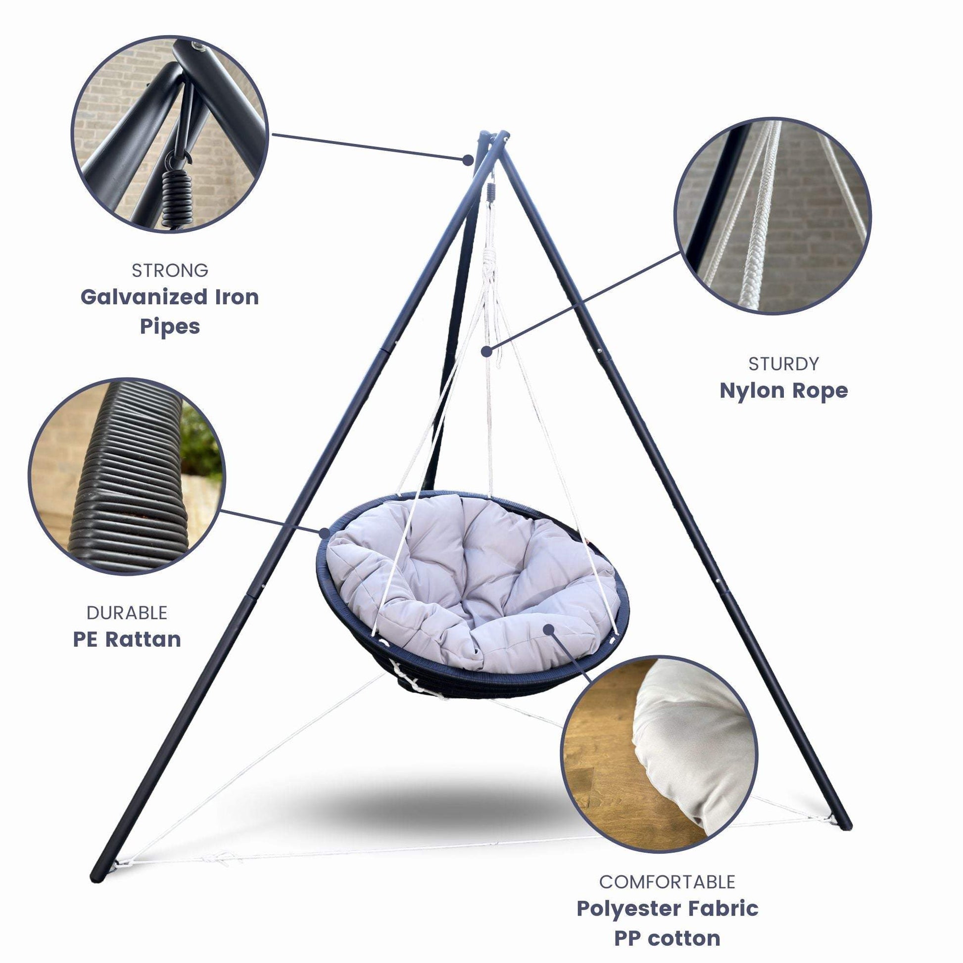 Hanging Chair - TrioNest Cozy Triangular Stand for Relaxation