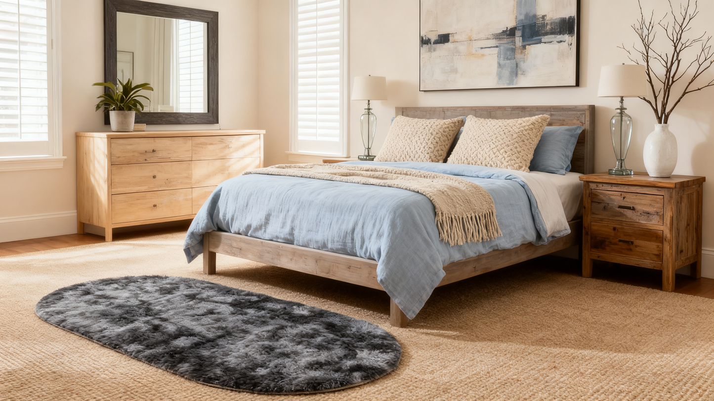 Oval Tie-Dye Area Rug, Dark Gray | 31" x 62" Ultra Plush Non-Slip Fluffy Carpet for Living Room, Bedroom & Entryway