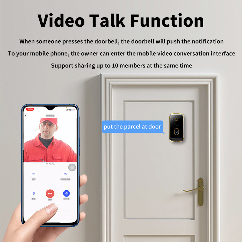 X10 Smart Video Doorbell with 1800mAh Battery & PIR Motion Detection