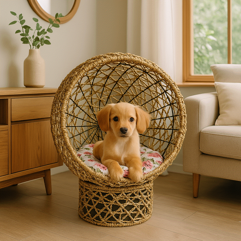 Pet Basket - Cozy Seagrass Bed for Cats & Small Dogs