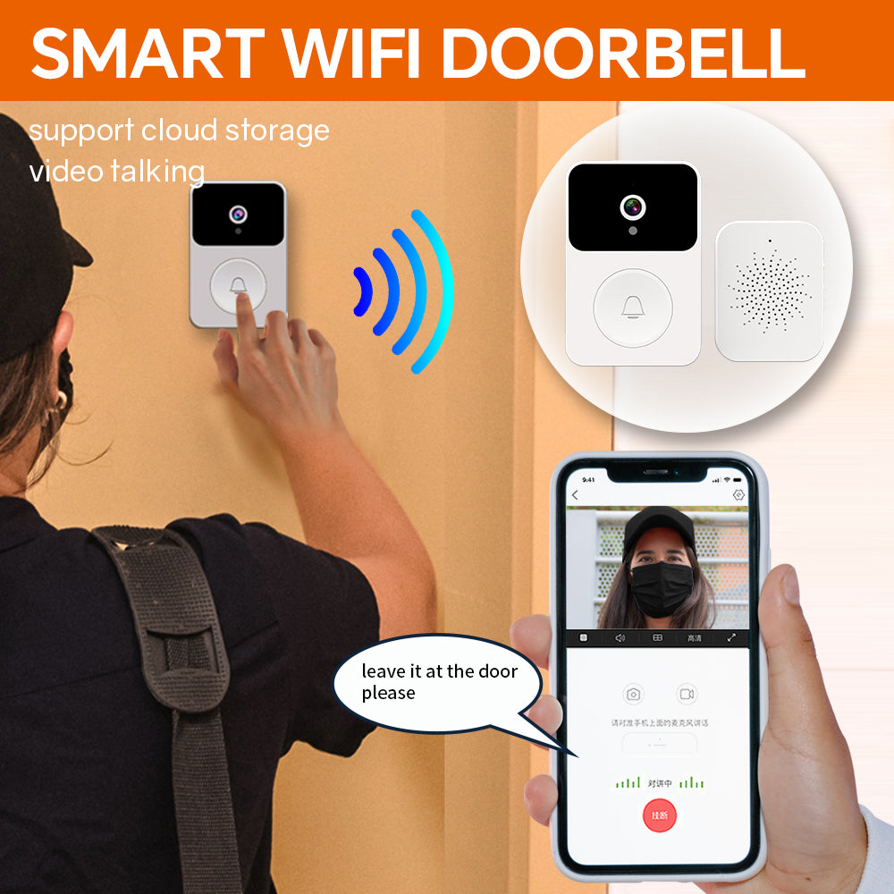 X9 wireless video doorbell with indoor chime white